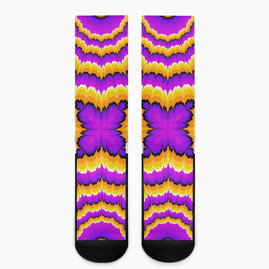 Yellow Explosion Moving Optical Illusion Crew Socks