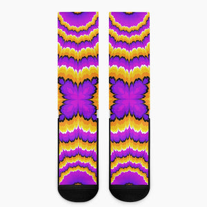 Yellow Explosion Moving Optical Illusion Crew Socks