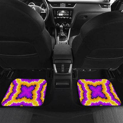 Yellow Explosion Moving Optical Illusion Front and Back Car Floor Mats