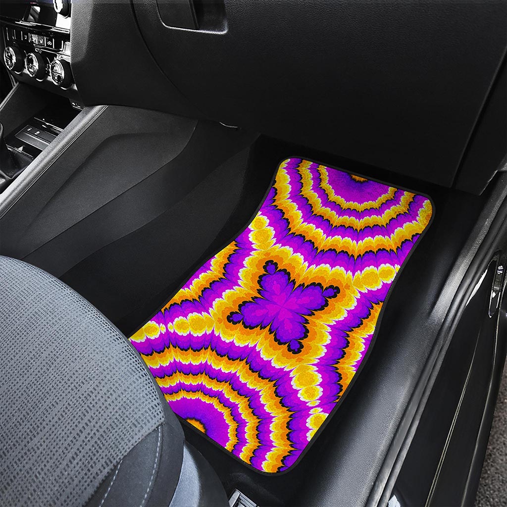 Yellow Explosion Moving Optical Illusion Front and Back Car Floor Mats