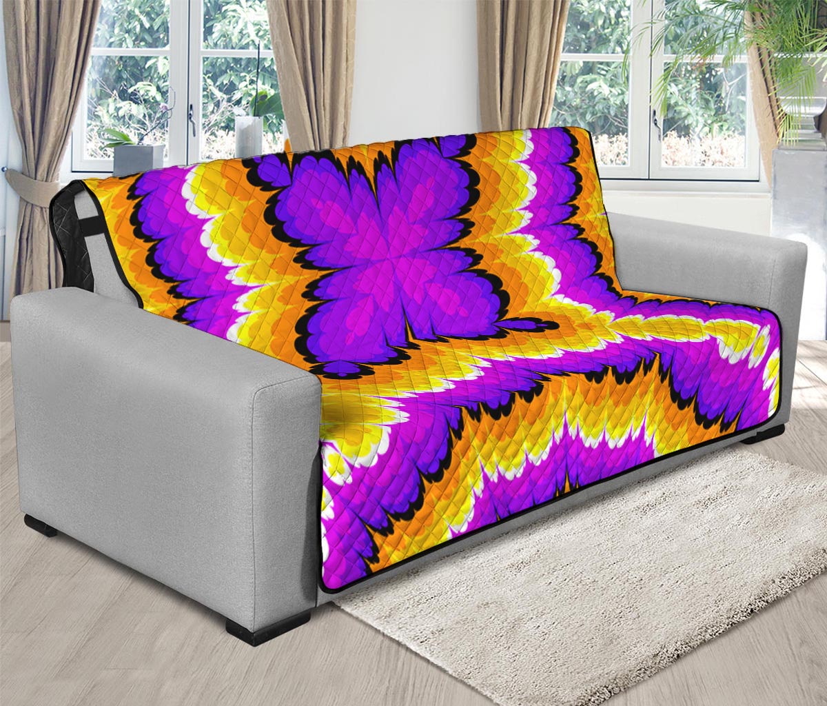 Yellow Explosion Moving Optical Illusion Futon Protector