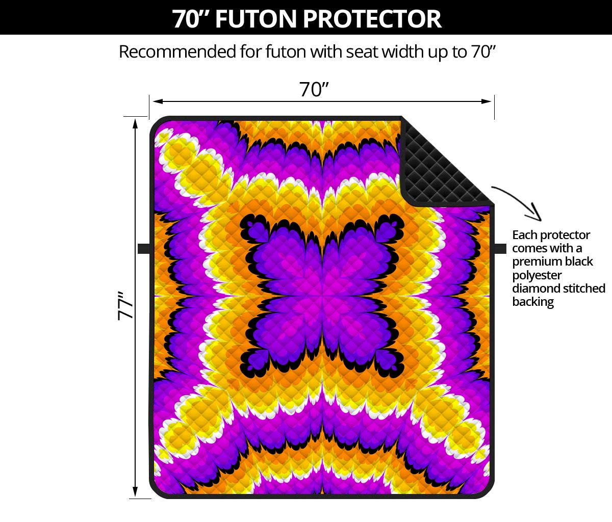 Yellow Explosion Moving Optical Illusion Futon Protector