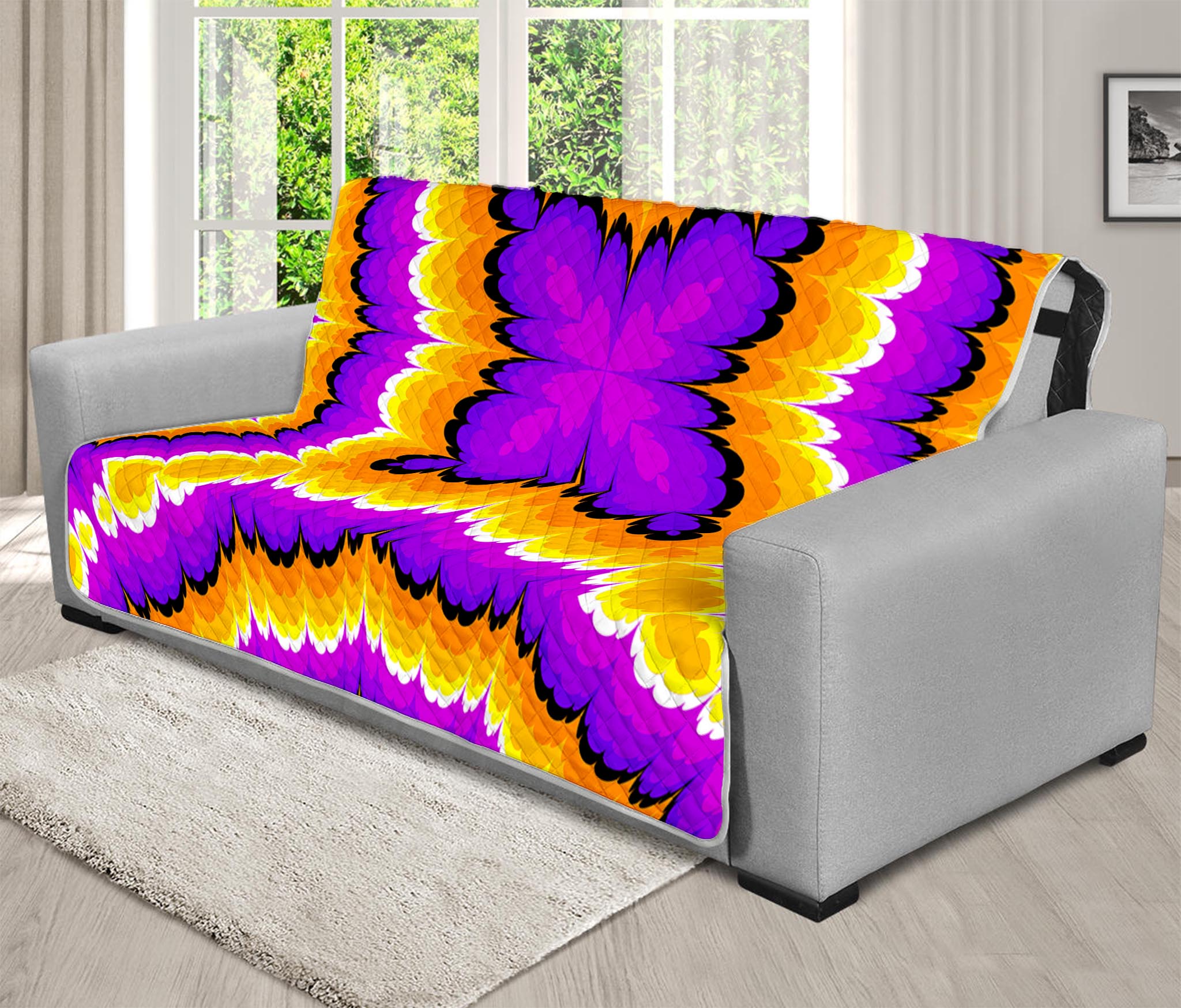 Yellow Explosion Moving Optical Illusion Futon Protector