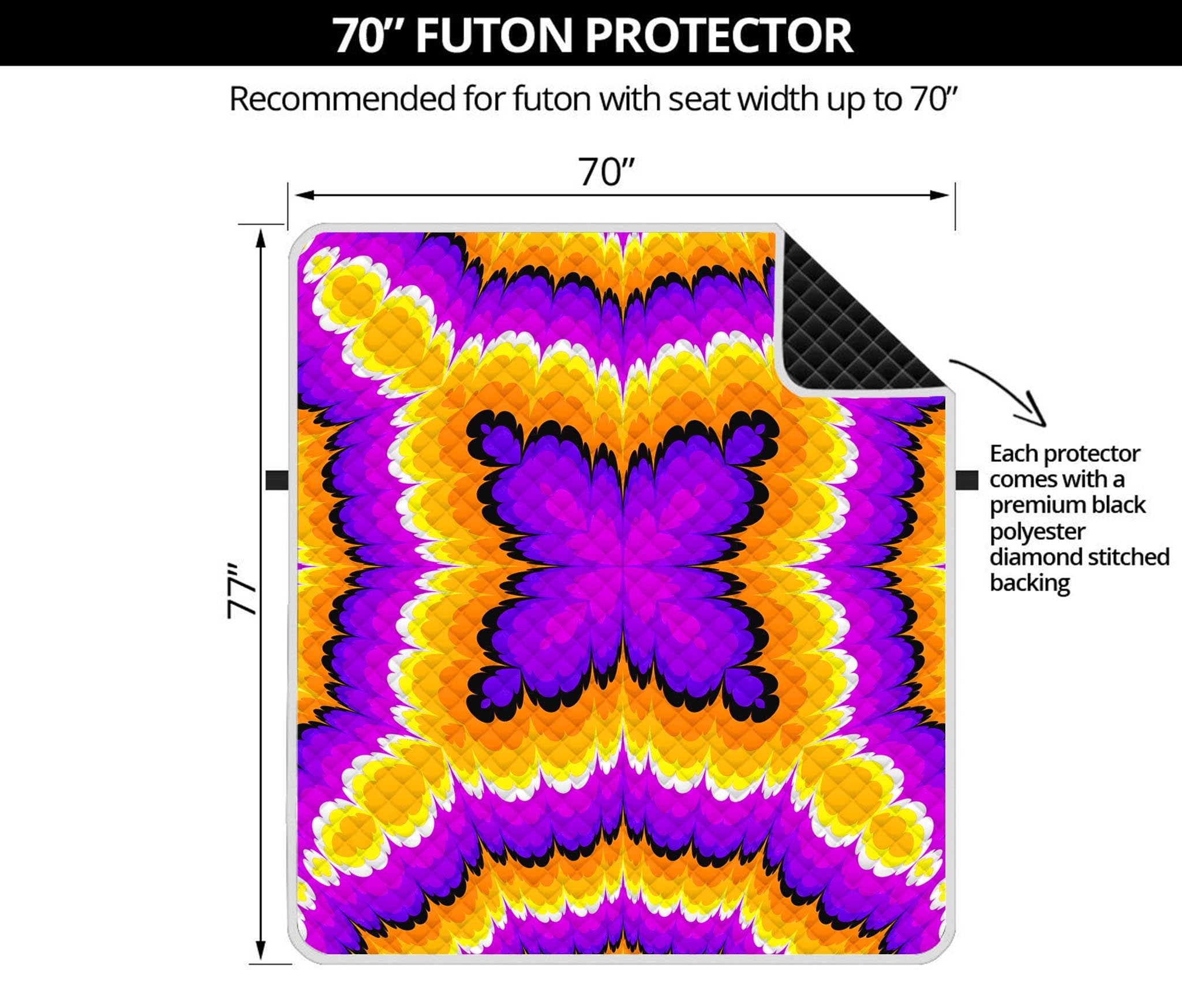 Yellow Explosion Moving Optical Illusion Futon Protector