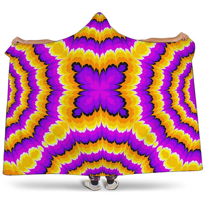 Yellow Explosion Moving Optical Illusion Hooded Blanket