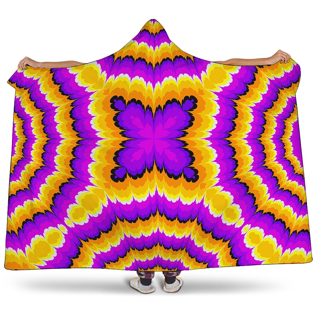Yellow Explosion Moving Optical Illusion Hooded Blanket