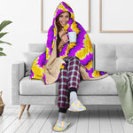 Yellow Explosion Moving Optical Illusion Hooded Blanket