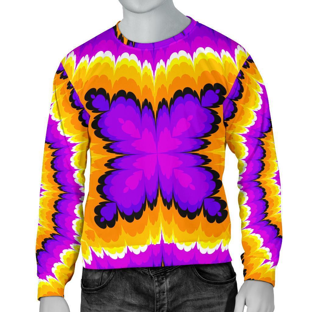 Yellow Explosion Moving Optical Illusion Men's Crewneck Sweatshirt GearFrost