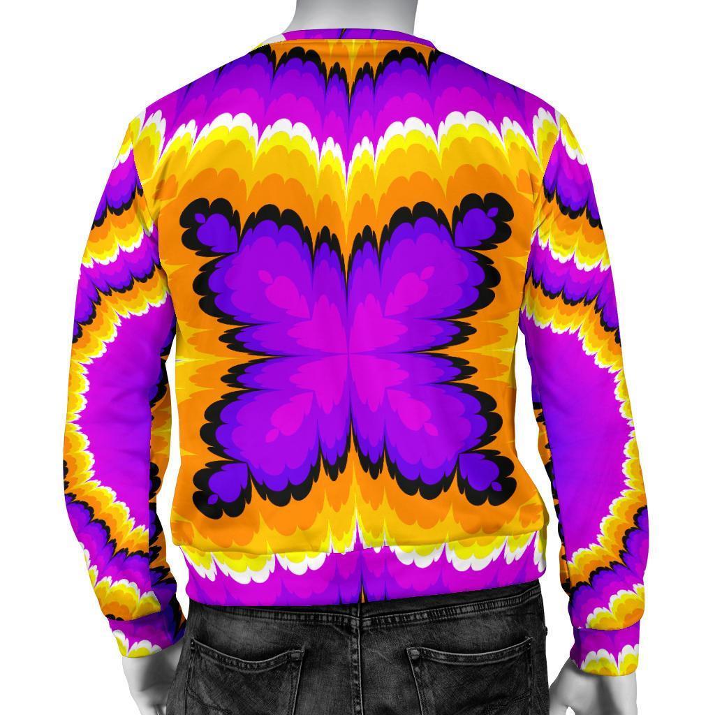 Yellow Explosion Moving Optical Illusion Men's Crewneck Sweatshirt GearFrost