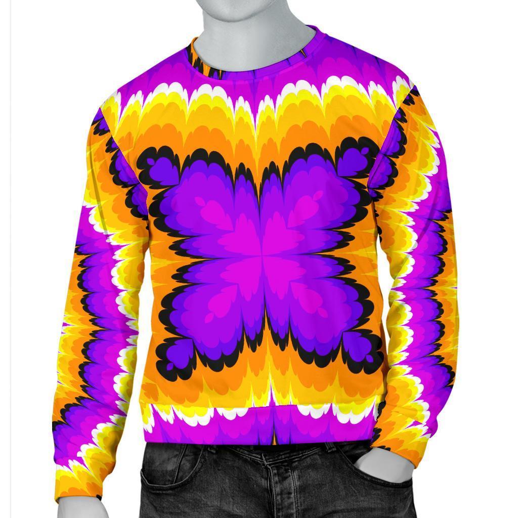 Yellow Explosion Moving Optical Illusion Men's Crewneck Sweatshirt GearFrost