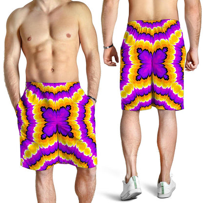 Yellow Explosion Moving Optical Illusion Men's Shorts