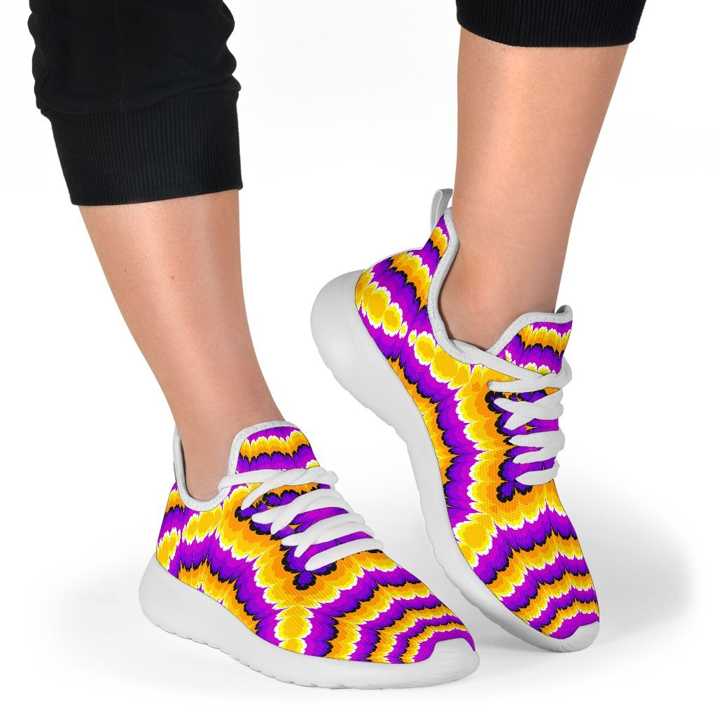 Yellow Explosion Moving Optical Illusion Mesh Knit Shoes GearFrost