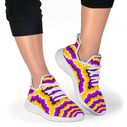 Yellow Explosion Moving Optical Illusion Mesh Knit Shoes GearFrost