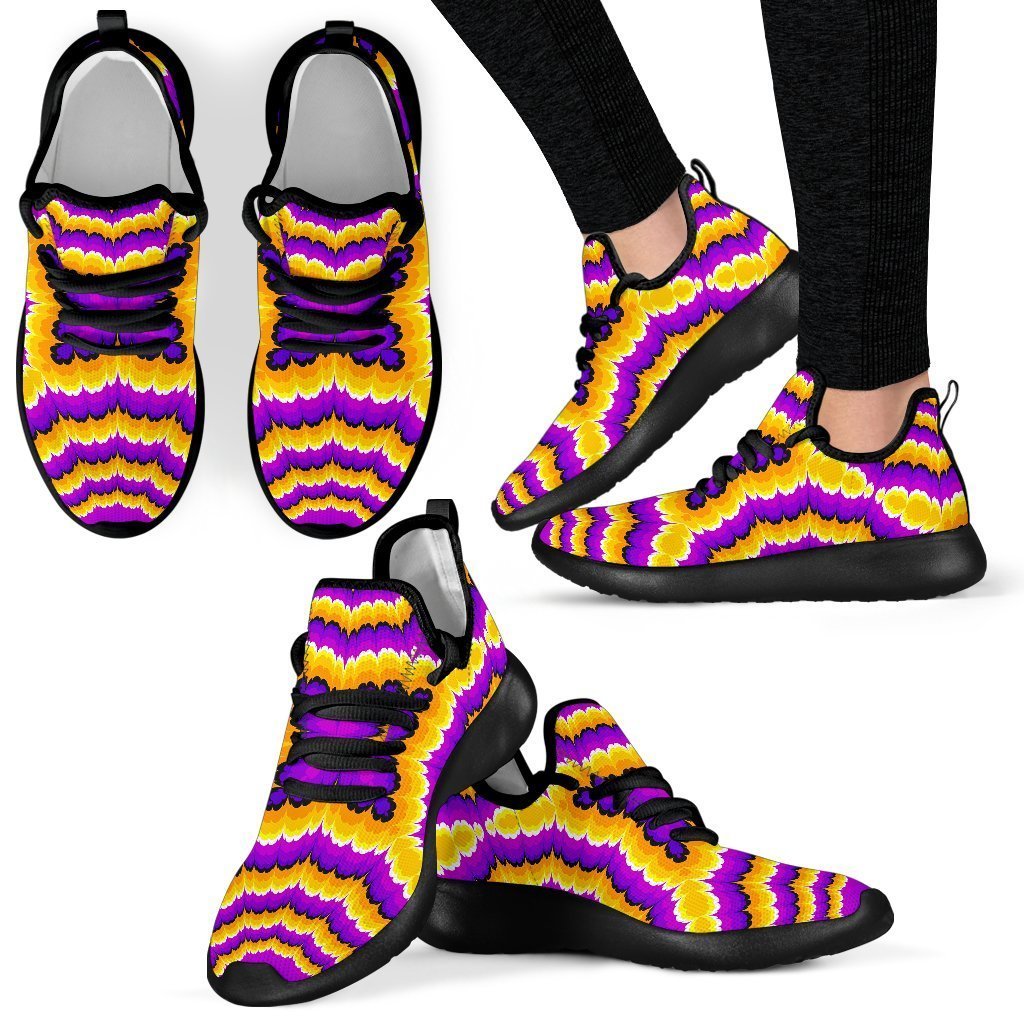 Yellow Explosion Moving Optical Illusion Mesh Knit Shoes GearFrost
