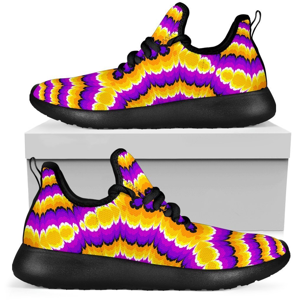 Yellow Explosion Moving Optical Illusion Mesh Knit Shoes GearFrost