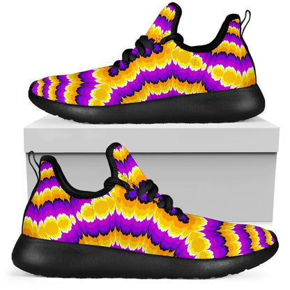 Yellow Explosion Moving Optical Illusion Mesh Knit Shoes GearFrost