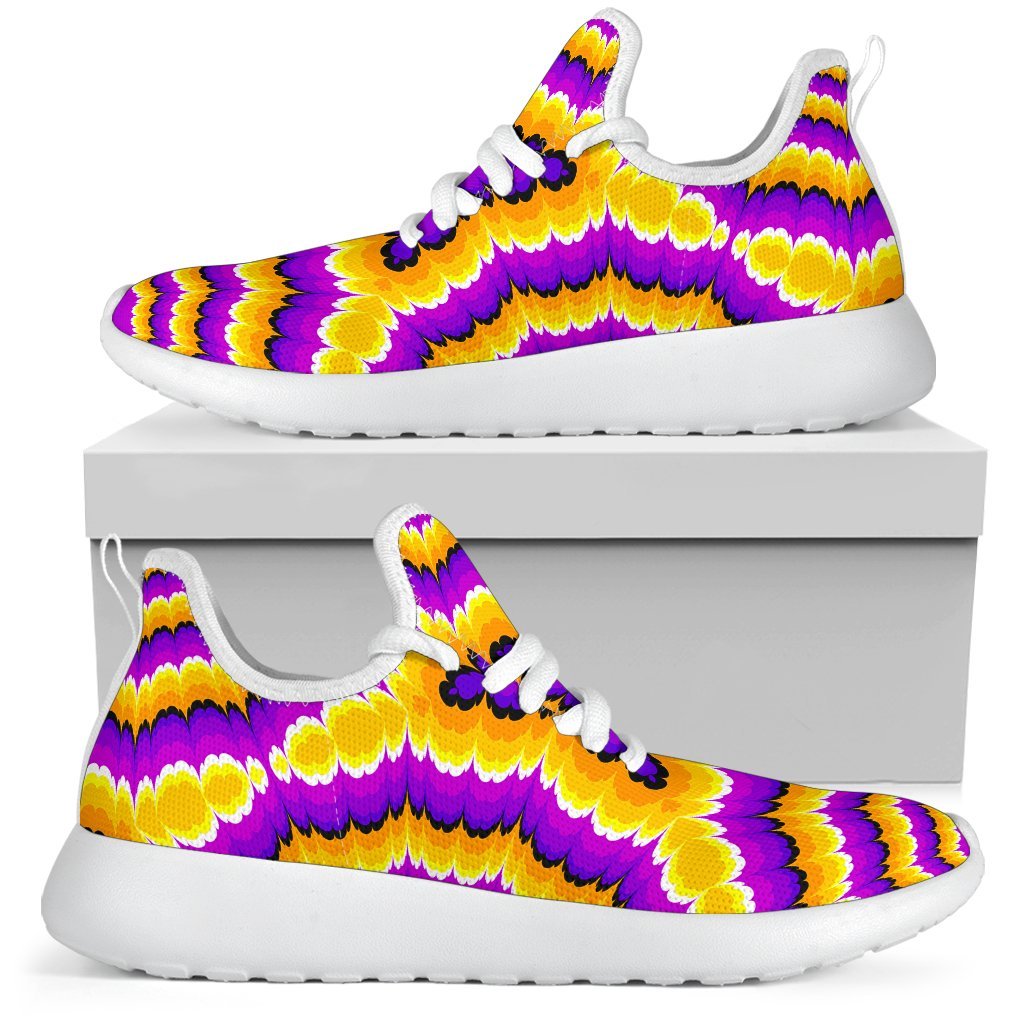 Yellow Explosion Moving Optical Illusion Mesh Knit Shoes GearFrost