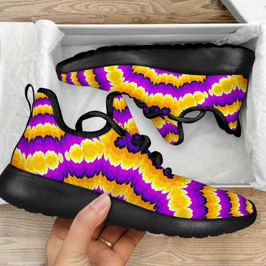 Yellow Explosion Moving Optical Illusion Mesh Knit Shoes GearFrost