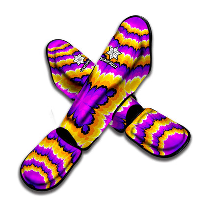 Yellow Explosion Moving Optical Illusion Muay Thai Shin Guard