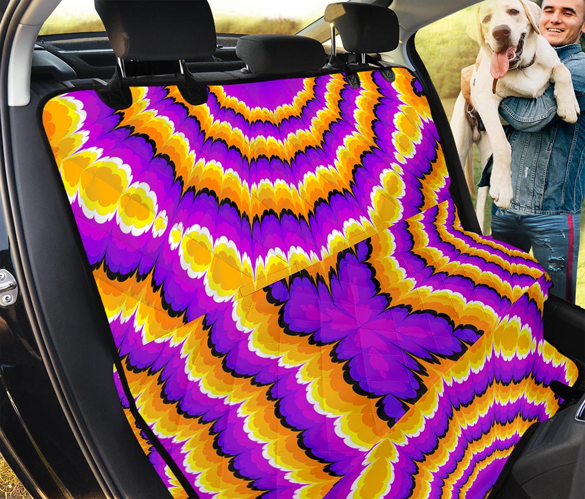 Yellow Explosion Moving Optical Illusion Pet Car Back Seat Cover