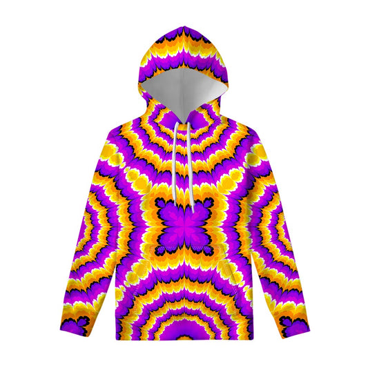 Yellow Explosion Moving Optical Illusion Pullover Hoodie
