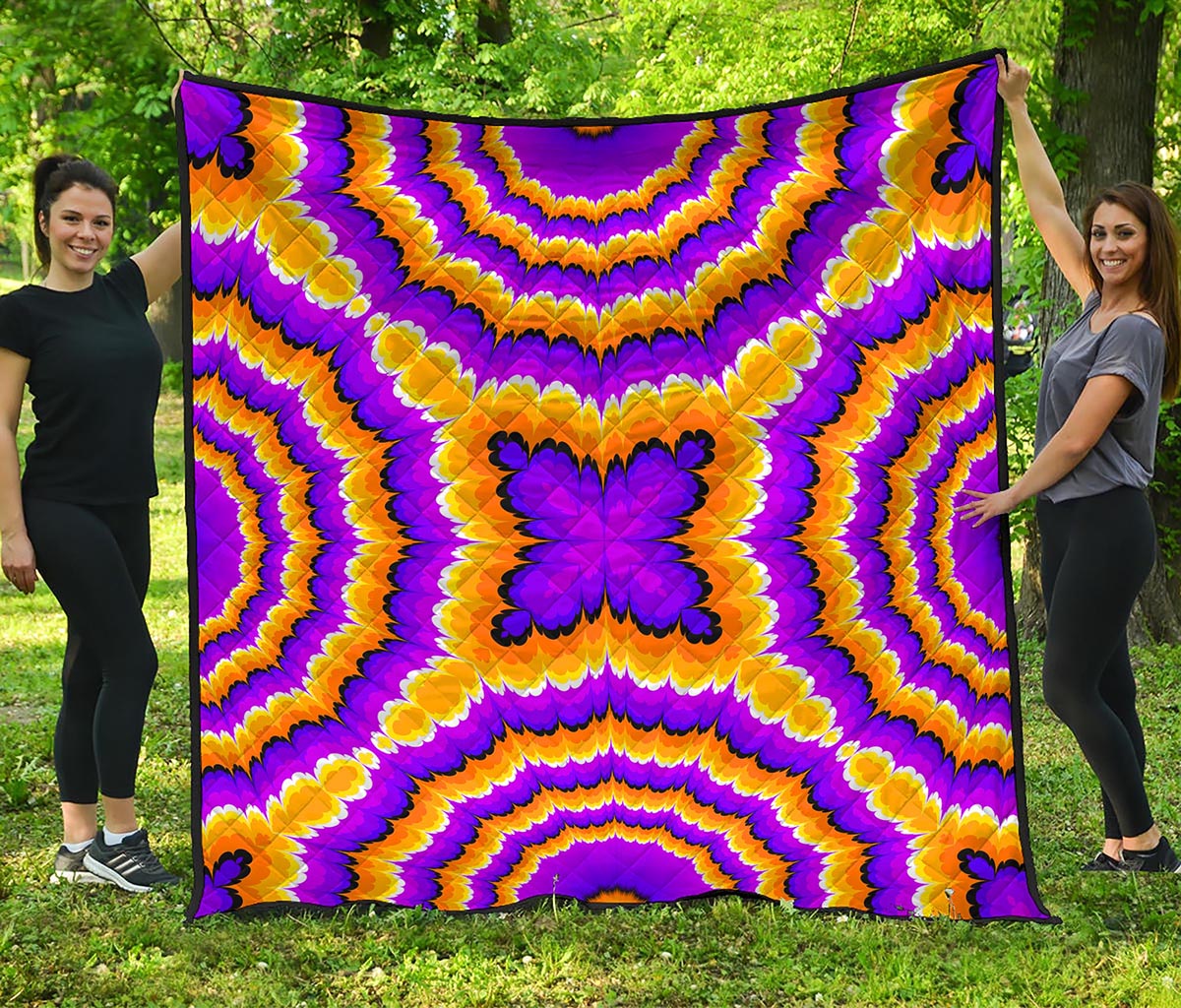 Yellow Explosion Moving Optical Illusion Quilt