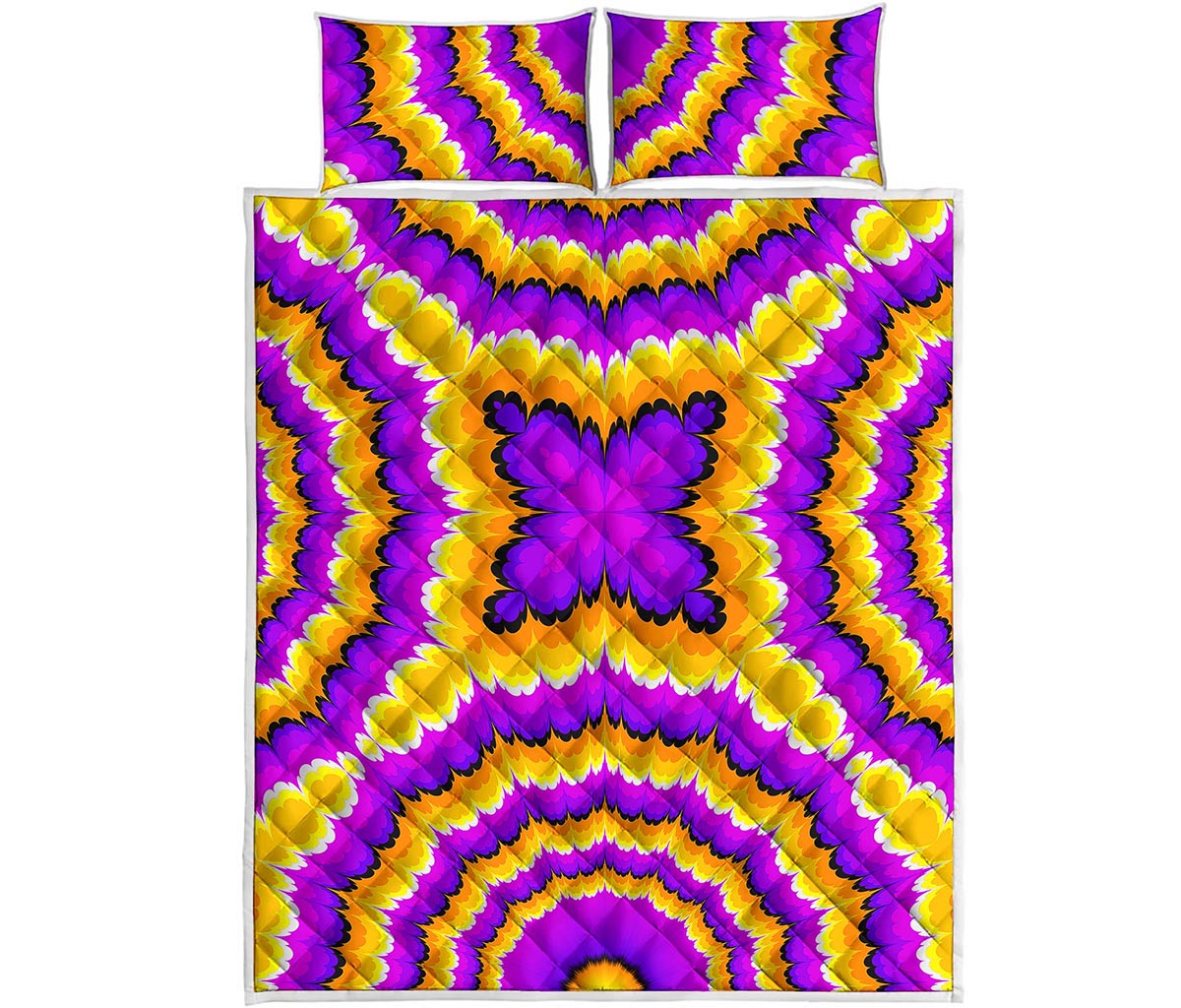 Yellow Explosion Moving Optical Illusion Quilt Bed Set