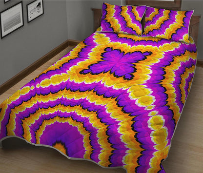 Yellow Explosion Moving Optical Illusion Quilt Bed Set