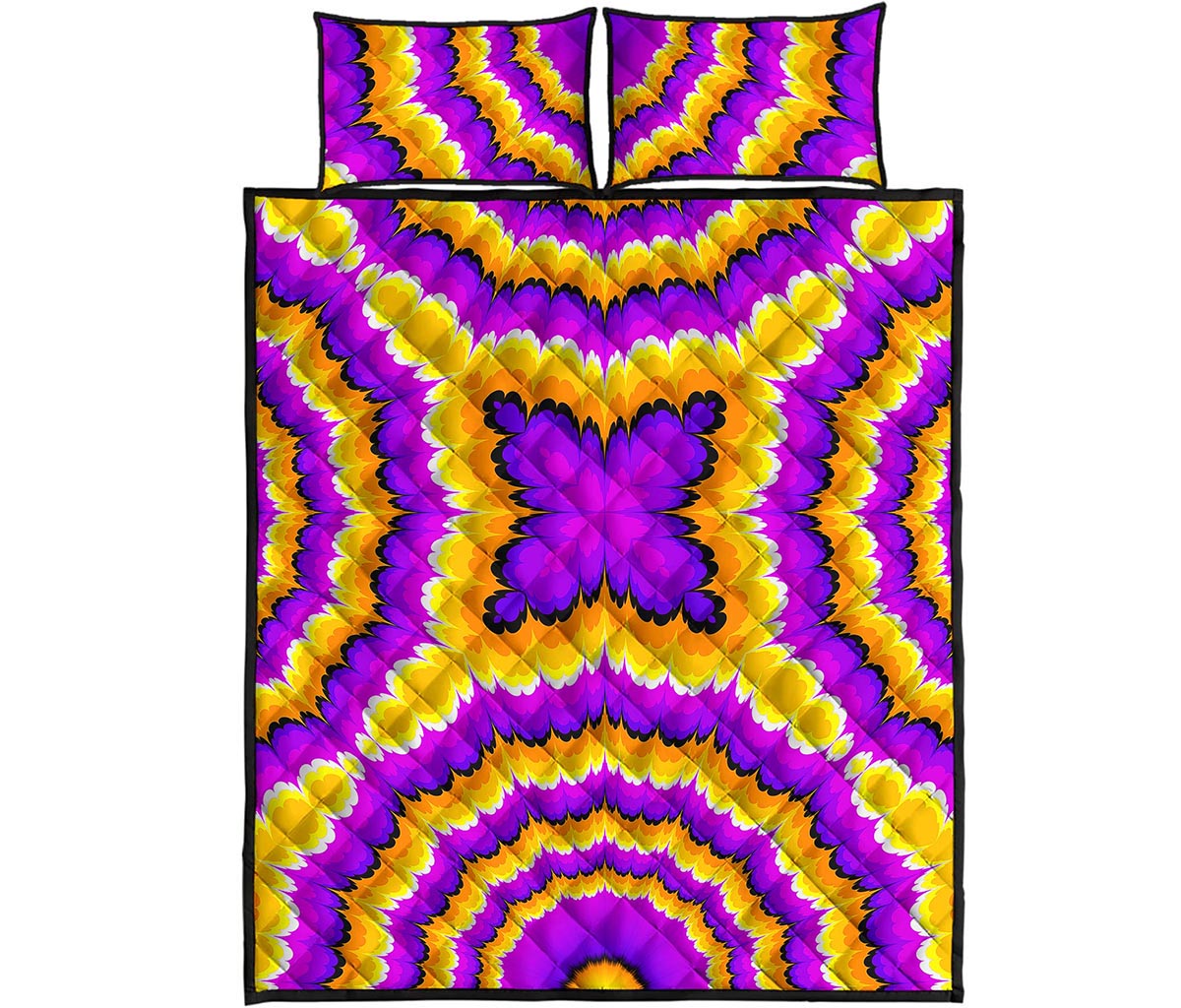 Yellow Explosion Moving Optical Illusion Quilt Bed Set