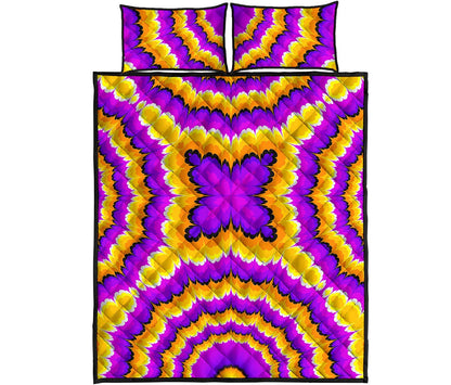 Yellow Explosion Moving Optical Illusion Quilt Bed Set