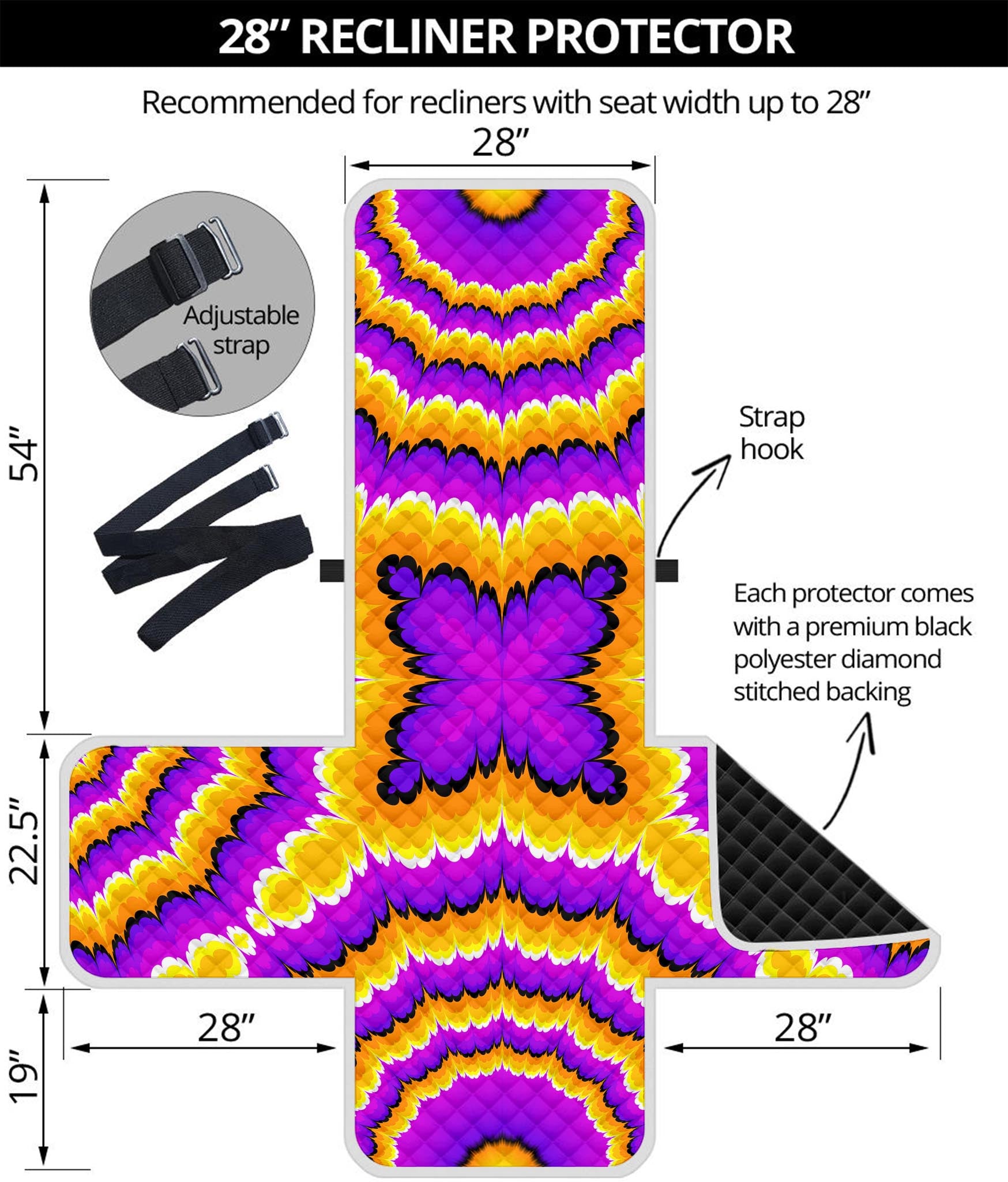 Yellow Explosion Moving Optical Illusion Recliner Protector