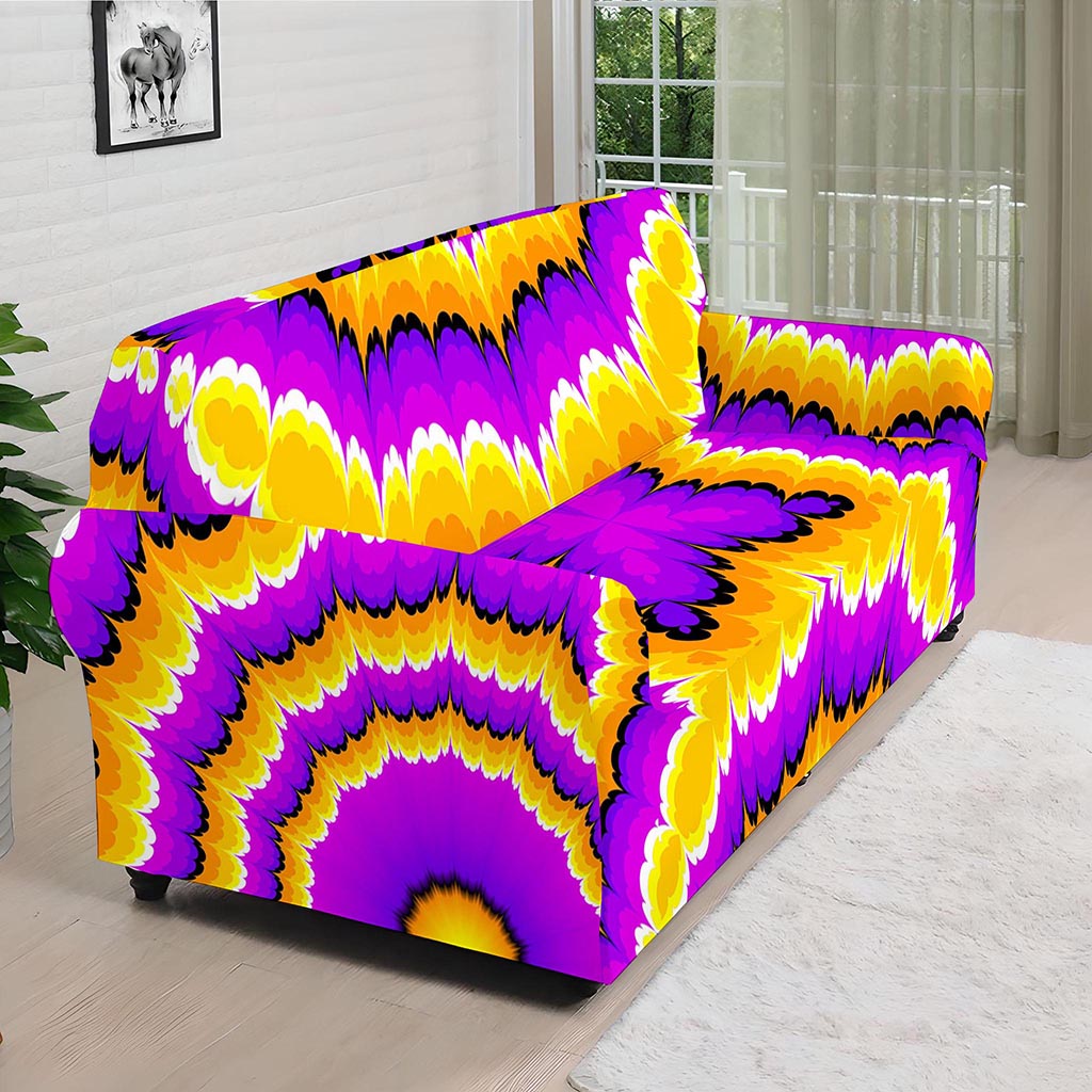 Yellow Explosion Moving Optical Illusion Sofa Cover