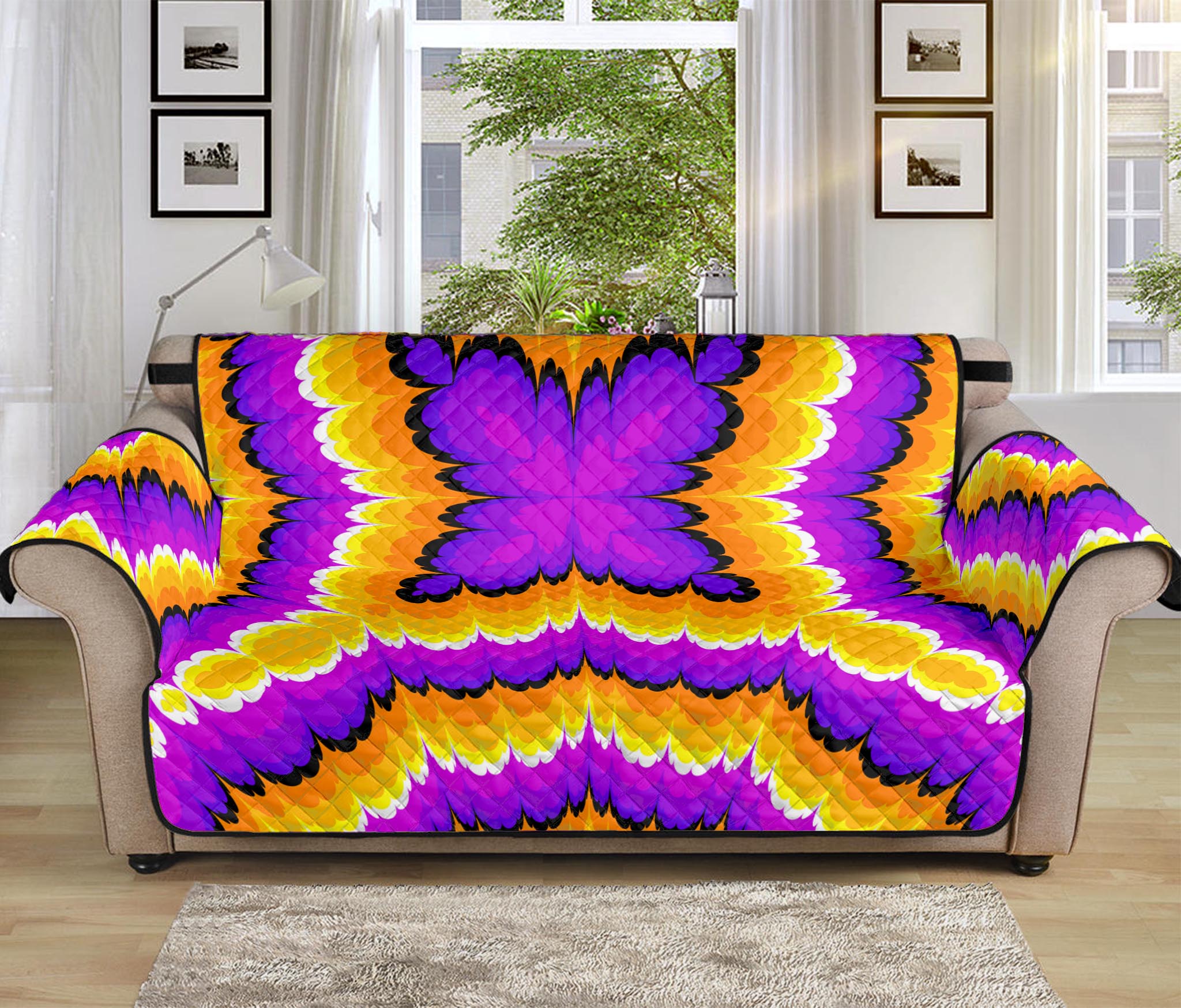 Yellow Explosion Moving Optical Illusion Sofa Protector