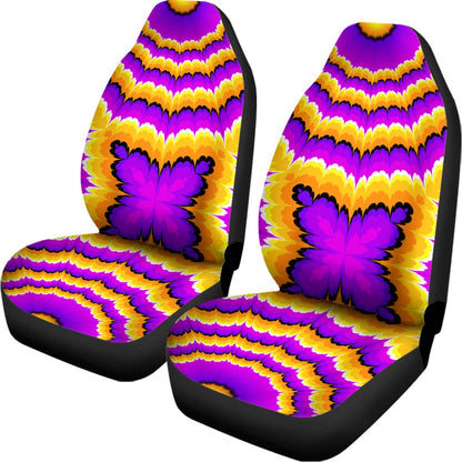 Yellow Explosion Moving Optical Illusion Universal Fit Car Seat Covers