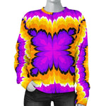 Yellow Explosion Moving Optical Illusion Women's Crewneck Sweatshirt GearFrost