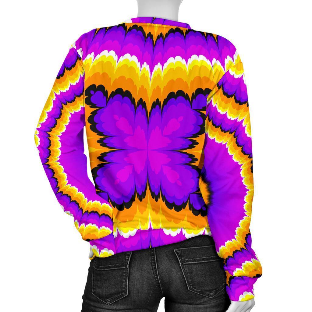 Yellow Explosion Moving Optical Illusion Women's Crewneck Sweatshirt GearFrost