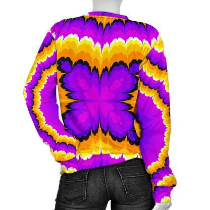 Yellow Explosion Moving Optical Illusion Women's Crewneck Sweatshirt GearFrost
