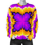 Yellow Explosion Moving Optical Illusion Women's Crewneck Sweatshirt GearFrost
