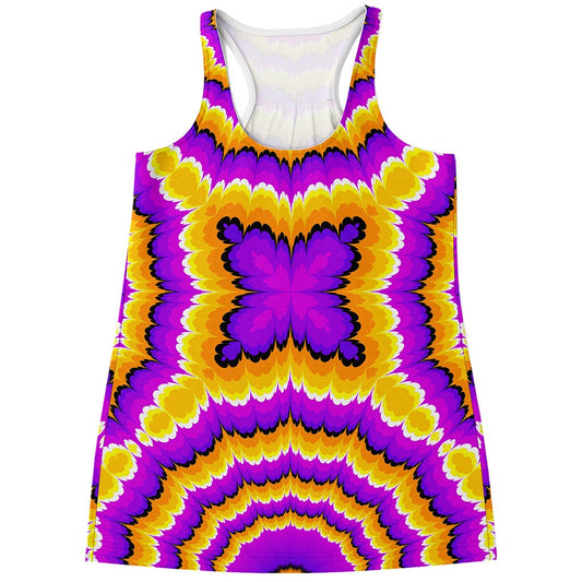 Yellow Explosion Moving Optical Illusion Women's Racerback Tank Top