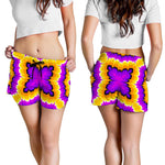 Yellow Explosion Moving Optical Illusion Women's Shorts