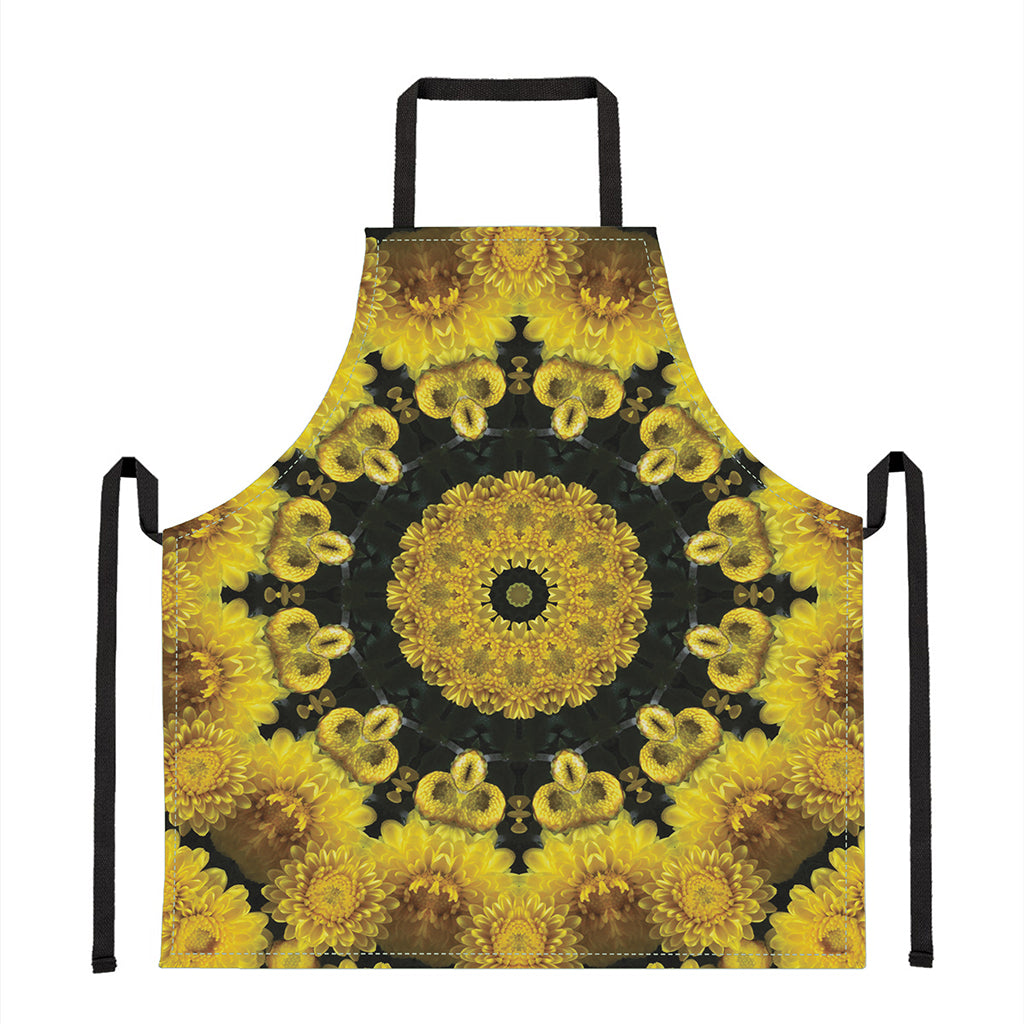 Yellow Flower Kaleidoscope Print Apron