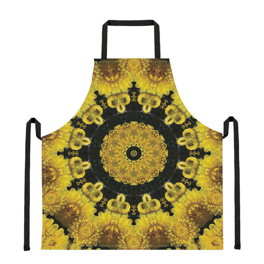 Yellow Flower Kaleidoscope Print Apron