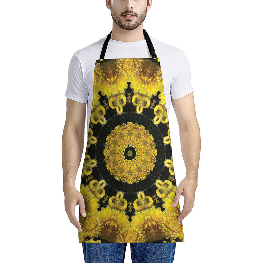 Yellow Flower Kaleidoscope Print Apron
