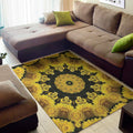 Yellow Flower Kaleidoscope Print Floor Mat