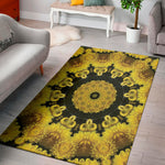 Yellow Flower Kaleidoscope Print Area Rug