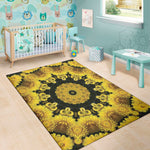Yellow Flower Kaleidoscope Print Area Rug