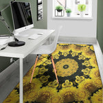 Yellow Flower Kaleidoscope Print Area Rug