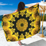 Yellow Flower Kaleidoscope Print Beach Sarong Wrap