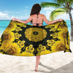 Yellow Flower Kaleidoscope Print Beach Sarong Wrap