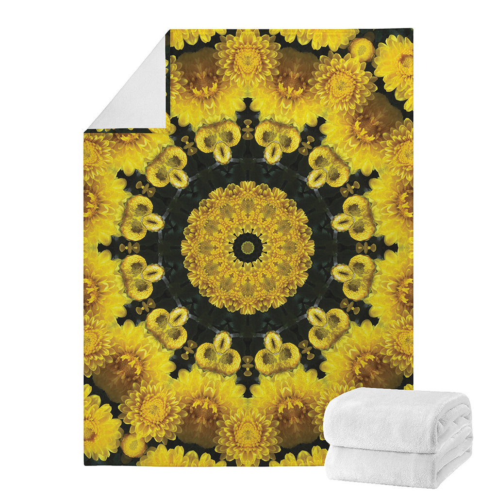 Yellow Flower Kaleidoscope Print Blanket